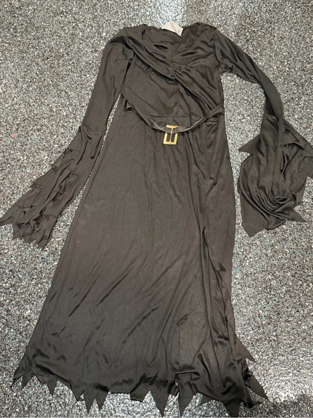 Witch Costume Black Belted Dress Polyester Halloween Adult M/L